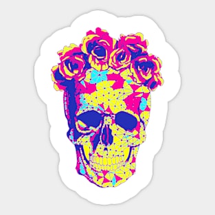 Sugar Skull Floral Day of the Dead Dia de los Muertos Halloween Sticker